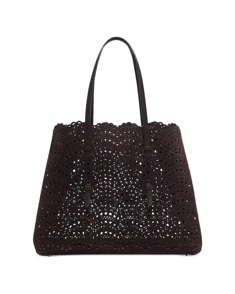 Alaïa Mina Laser-cut Nubuck Tote Bag Brown