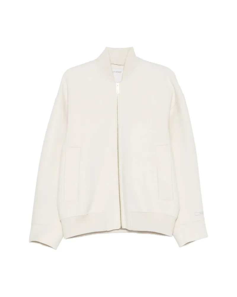 SPORTMAX Ribbed-trim Zip-up Jacket Neutrals