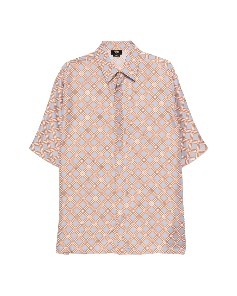 Fendi Geometric-print Short-sleeve Shirt Blue
