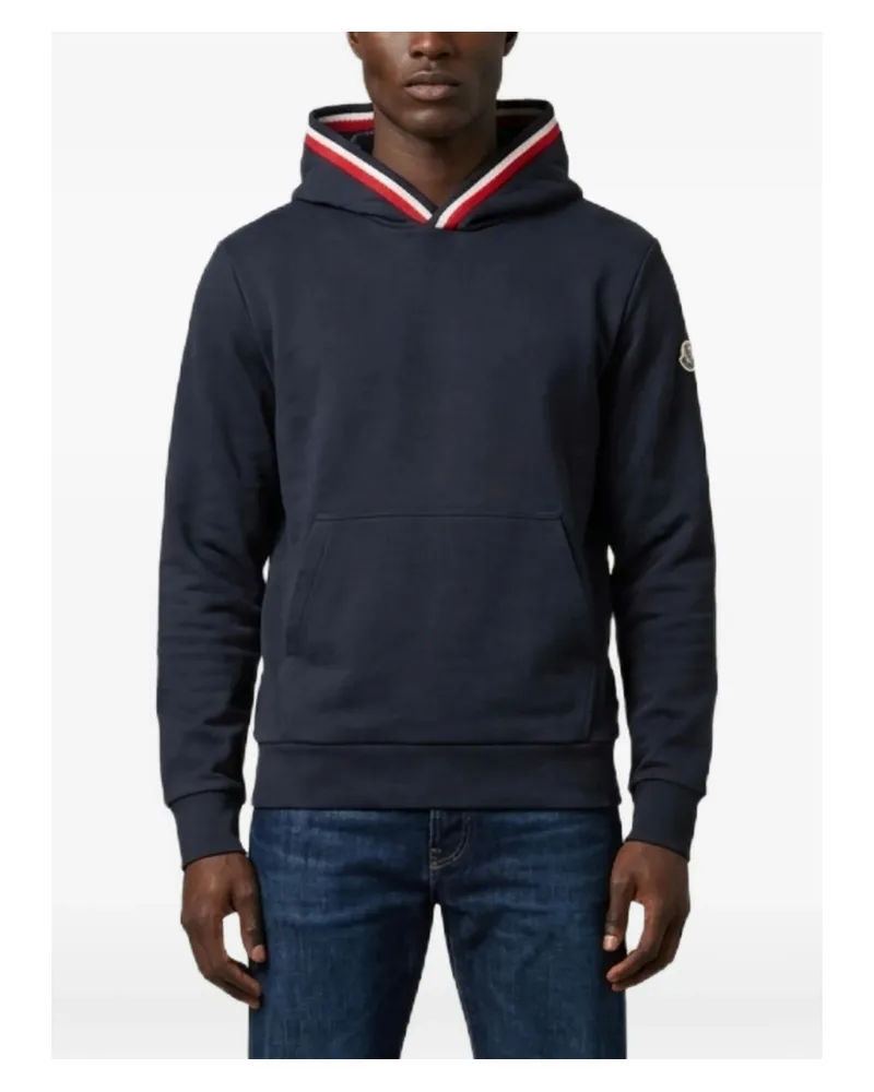 Moncler Tricolour-detail Hoodie Blue