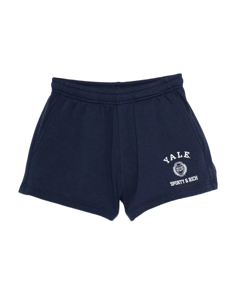 SPORTY & RICH Veritas Logo-print Shorts Blue