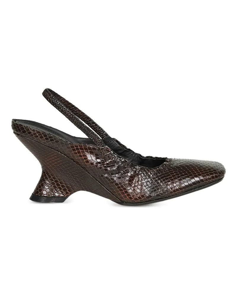 Dries van Noten 75mm Elasticated-slingback Lizard-embossed Pumps Brown
