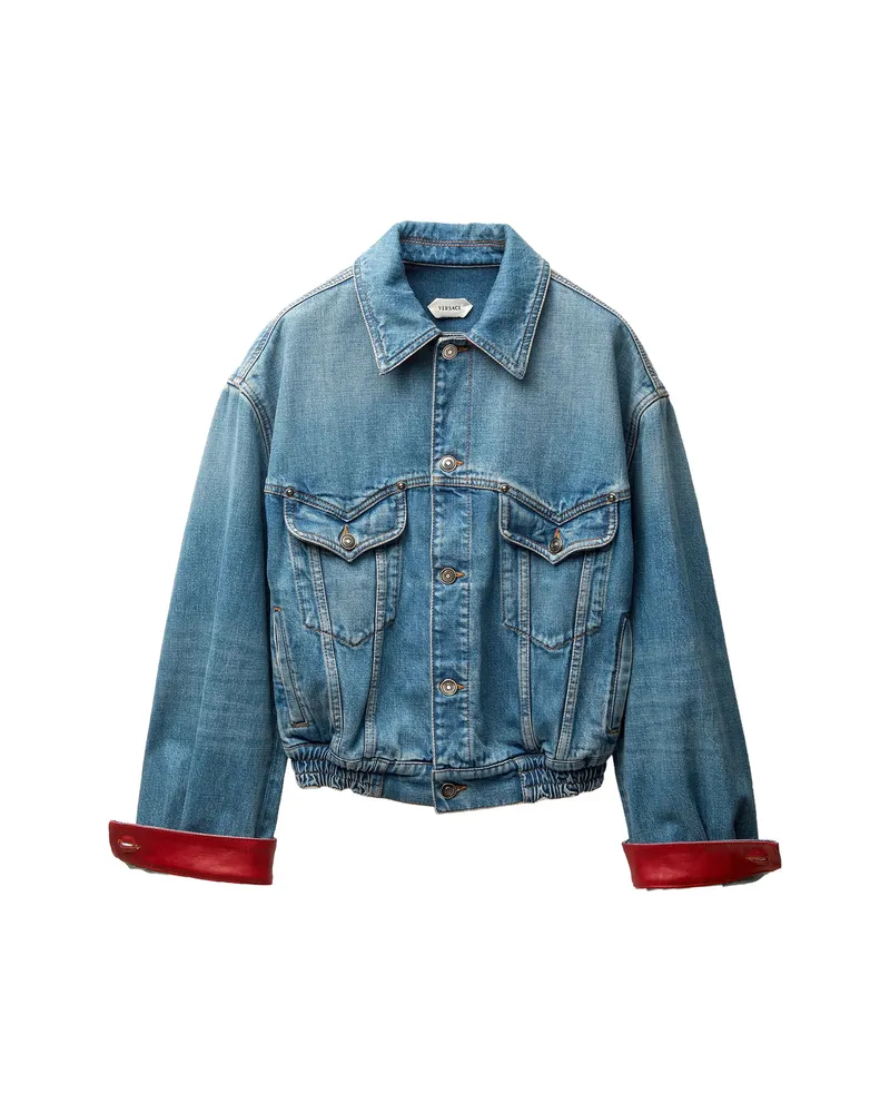 Versace Cuff Collared Jacket Blue