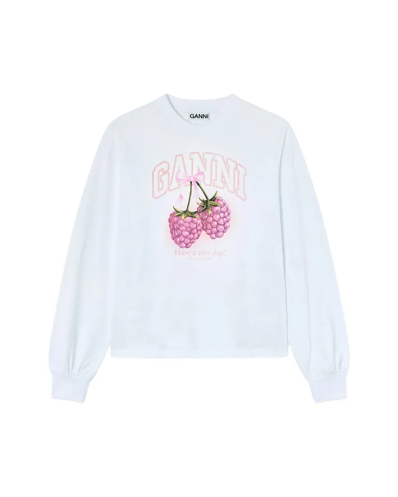 Ganni Long-sleeve Graphic T-shirt White