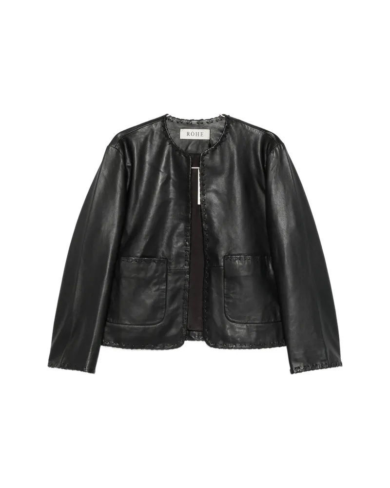 Róhe Whipstitch-trim Collarless Jacket Black