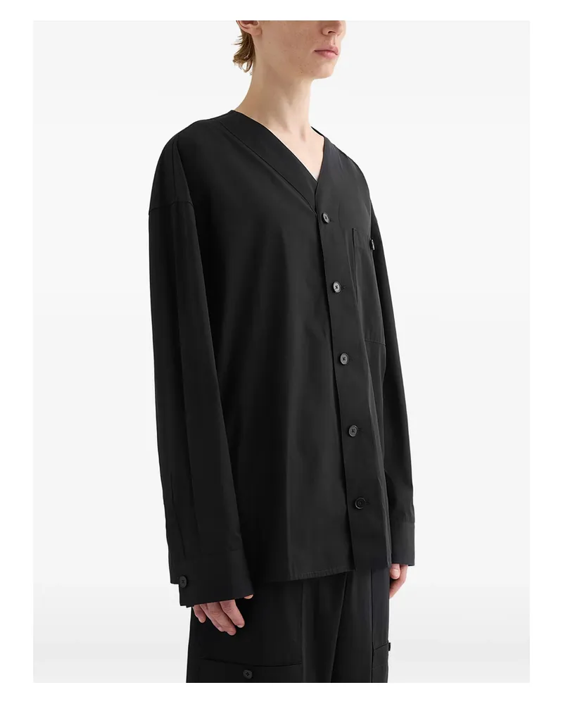 Jil Sander Patch Pocket V-neck Shirt Black