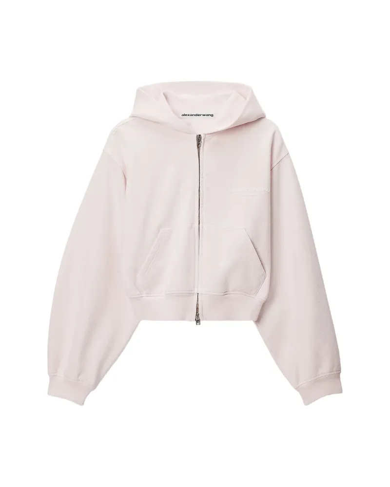 Alexander Wang Zip-up Hoodie W/ Logo Print Pink
