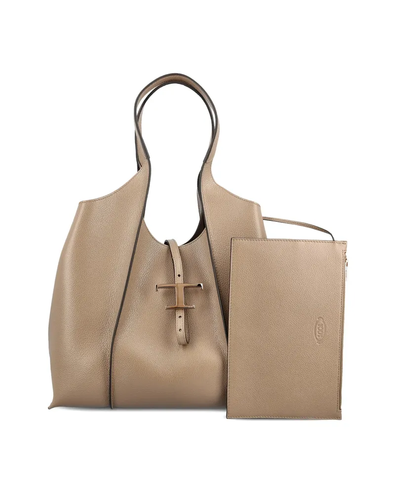 TOD'S Medium T-buckle Tote Bag Neutrals