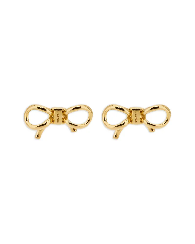 Ferragamo Bow-stud Earrings Gold