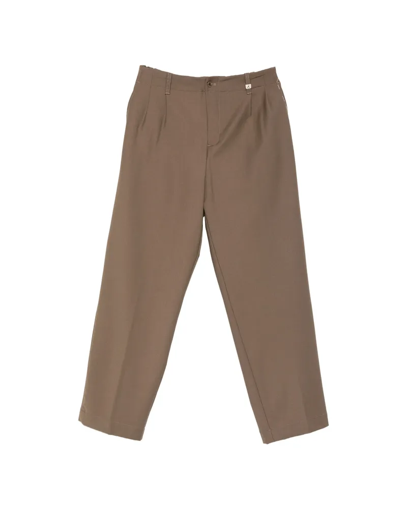 MYTHS Pleated-front Straight-leg Trousers Brown
