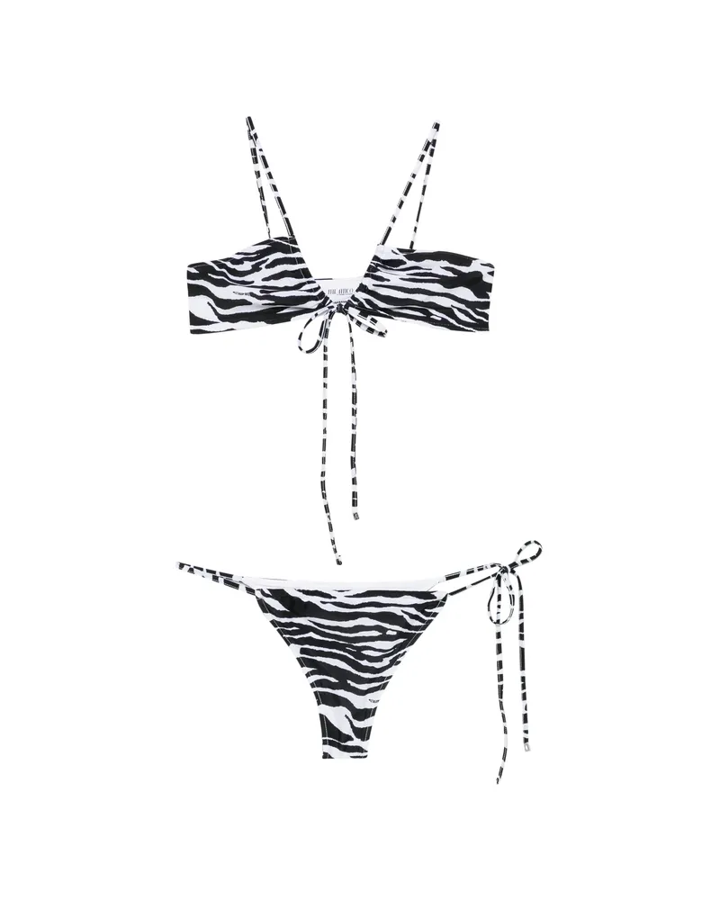 ATTICO Zebra-print Tie-fastening Bikini White