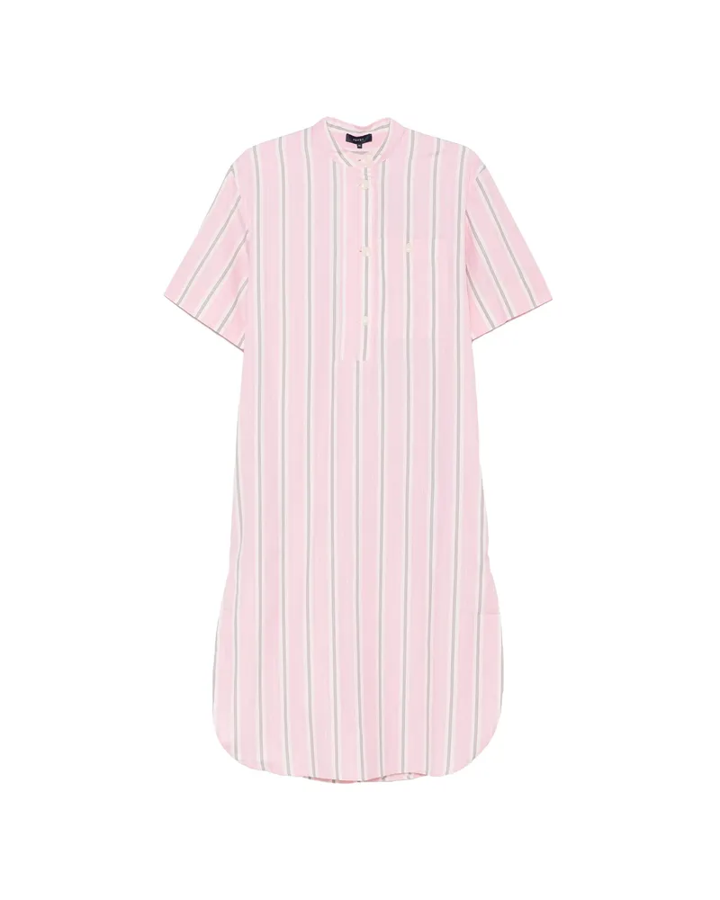 Soeur Ilya Striped Pocket Midi Shirt Dress Pink