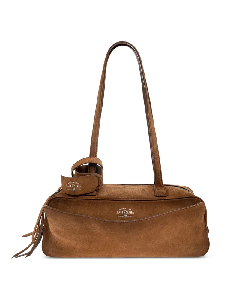 Balenciaga Carrie Leather Tote Bag Brown