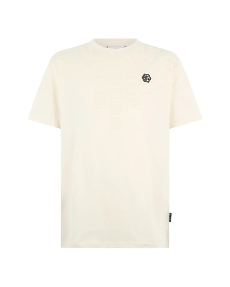 Philipp Plein Round-neck Monogram T-shirt Neutrals