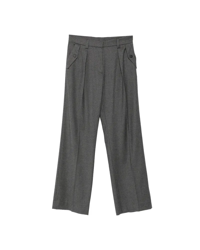 Antonelli Firenze Salice Pleated Wide-leg Trousers Grey