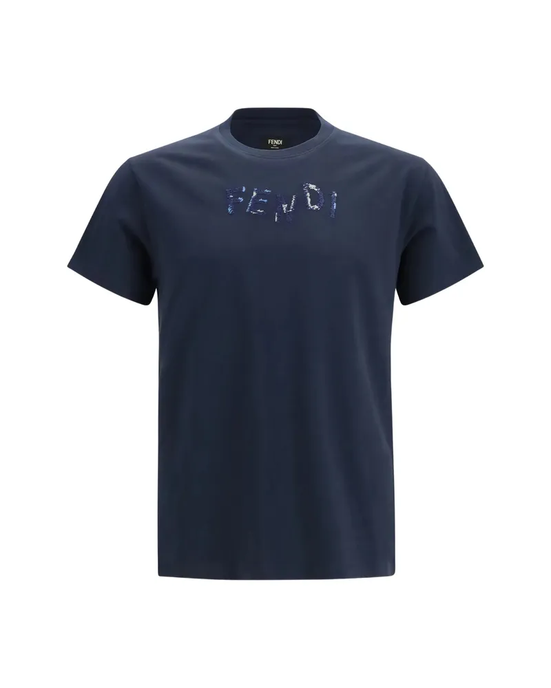 Fendi Embroidered T-shirt Blue