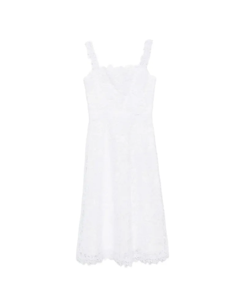 Carolina Herrera New York Guipure Lace Flared Midi Dress White