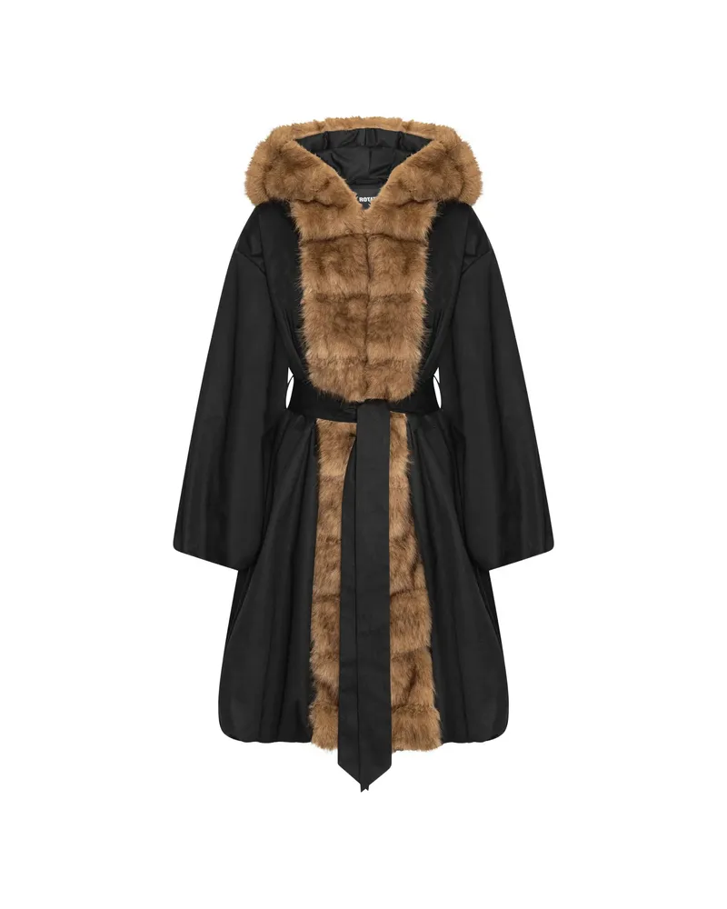 ROTATE Birger Christensen Faux-fur Collar Coat Black