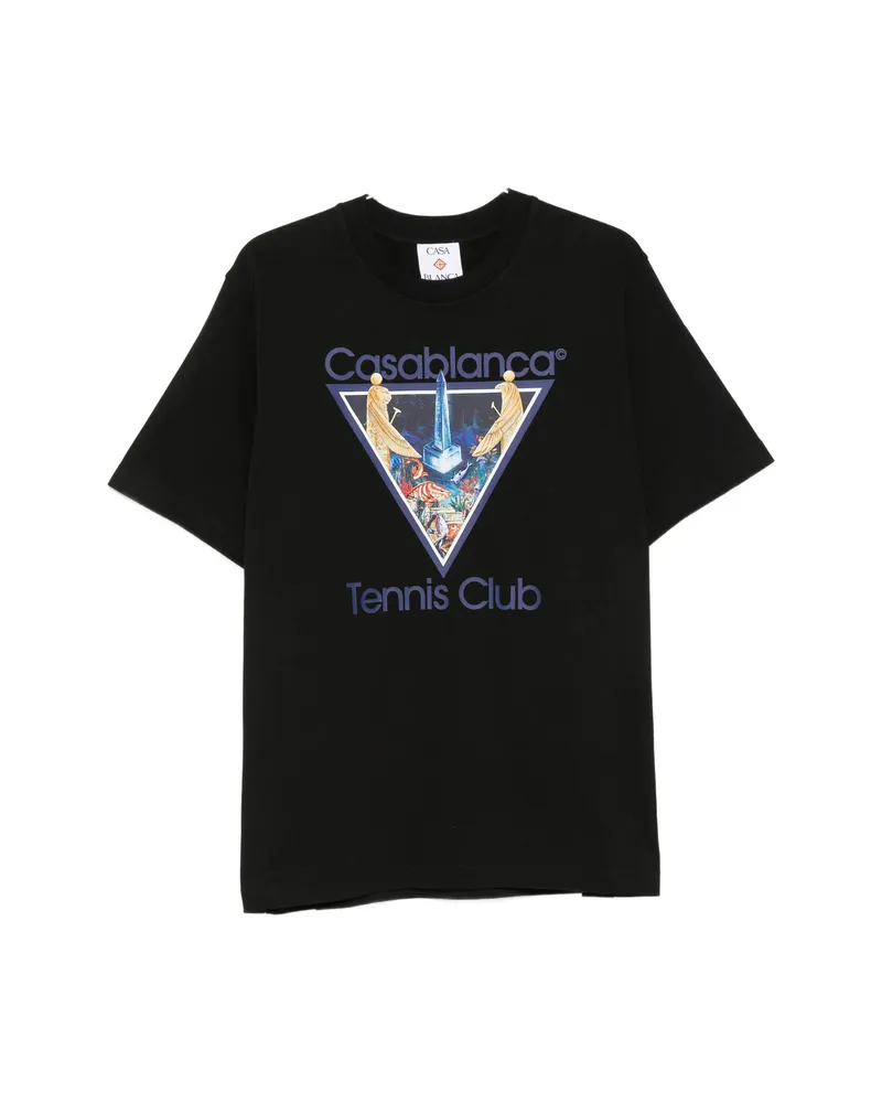 Casablanca Paris Monde Perdu Tennis Club Icon Graphic-print T-shirt Black