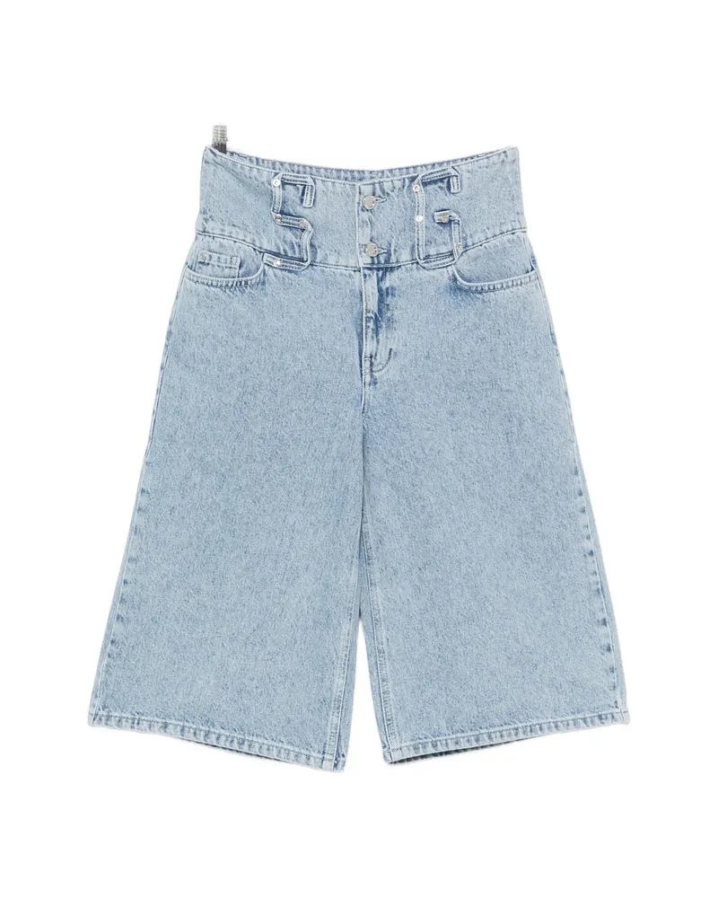 Stine Goya High-waisted Panelled Shorts Blue