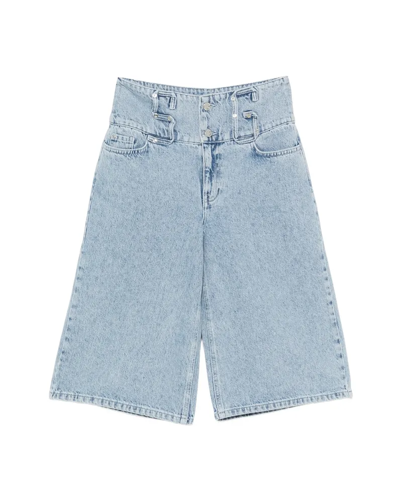 Stine Goya High-waisted Panelled Shorts Blue