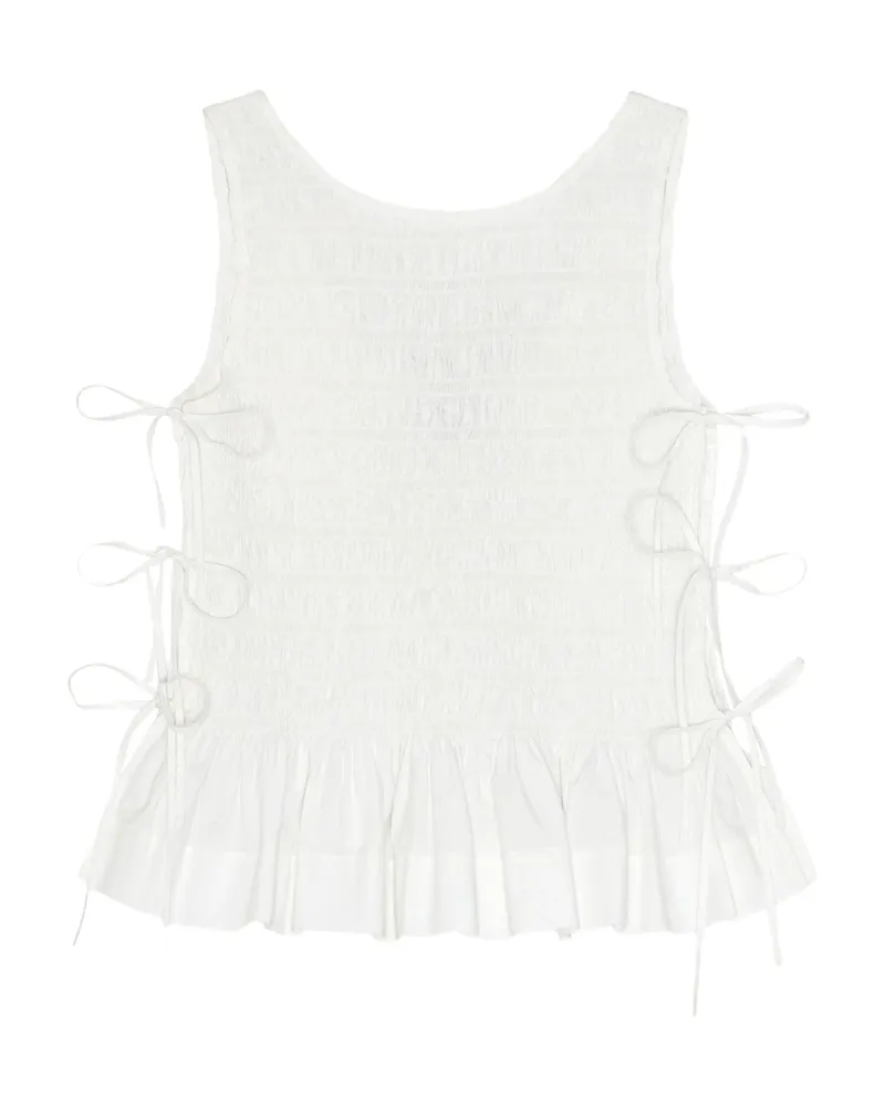 Ganni Chambray Seersucker Top White