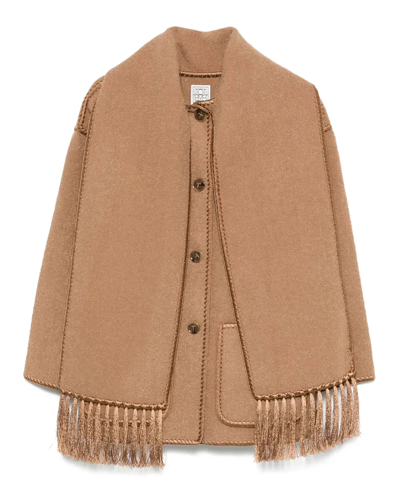 Totême Whipstitch-trim Scarf Jacket Brown