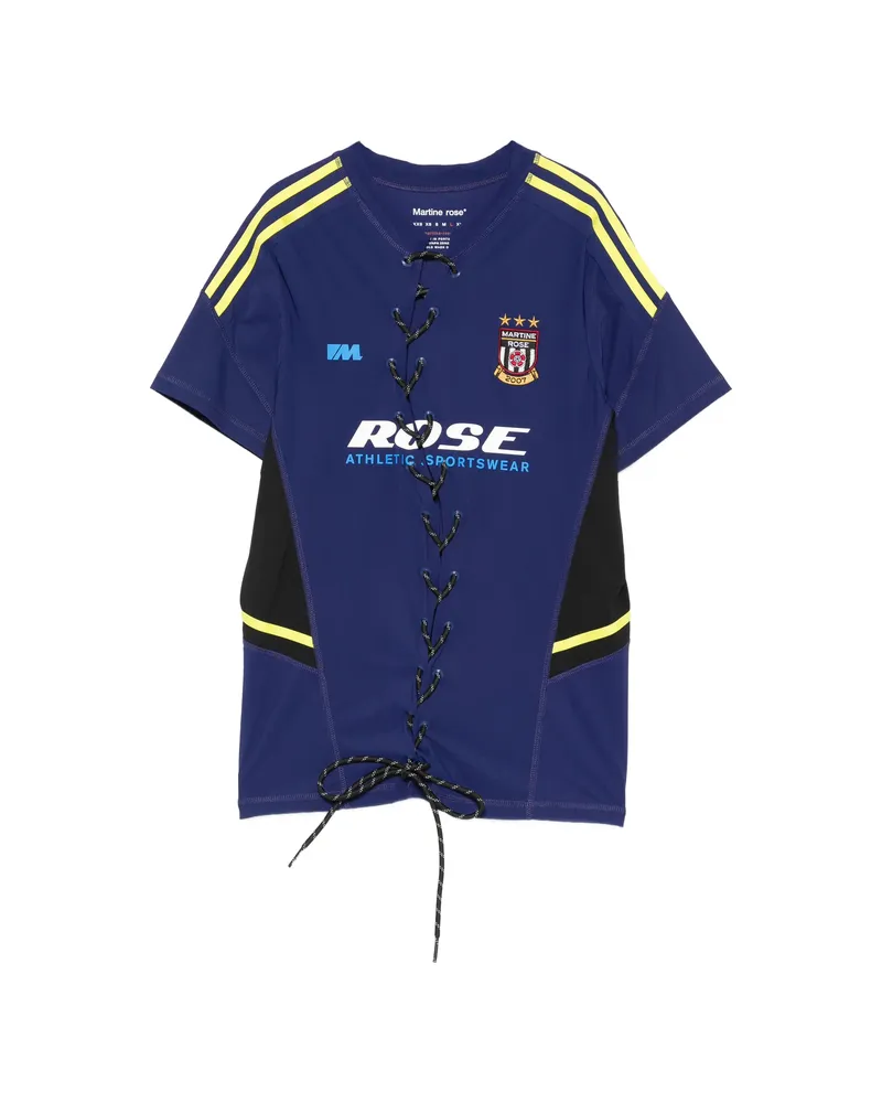 Martine Rose Lace-up Stripe T-shirt Blue