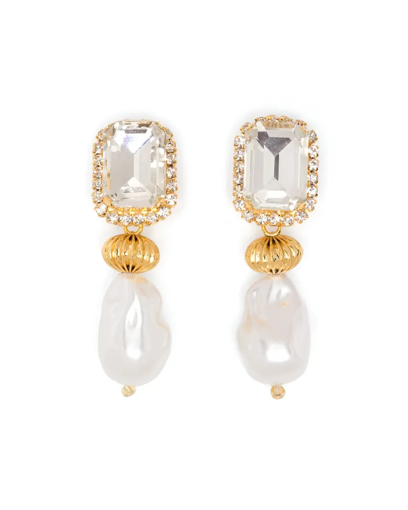 Vanina Crystal-embellished Drop Earrings White