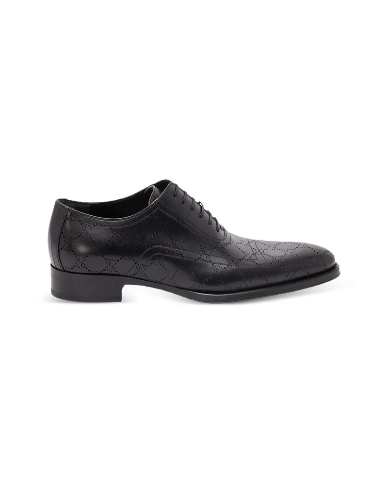 Gucci GG Perforated Leather Oxford Shoes Black