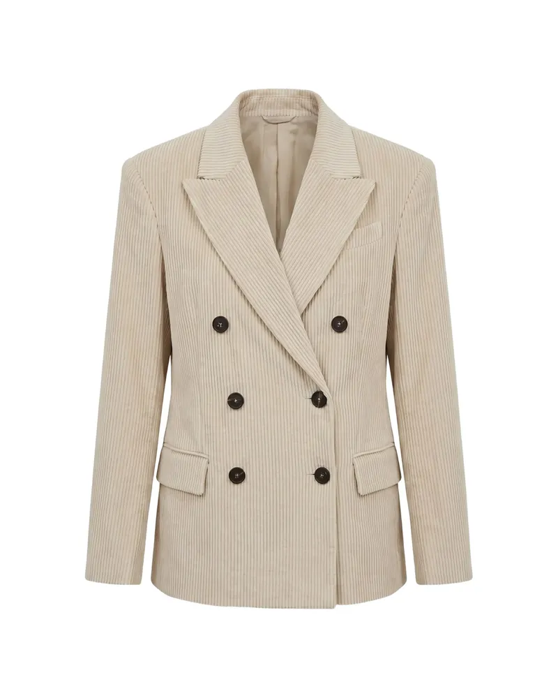 Brunello Cucinelli Double-breasted Corduroy Blazer Neutrals