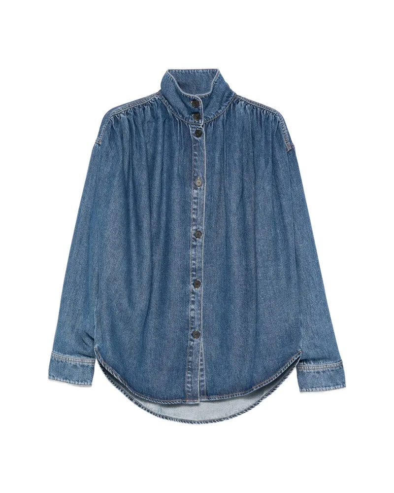 IRO Julie Button High-neck Denim Jacket Blue
