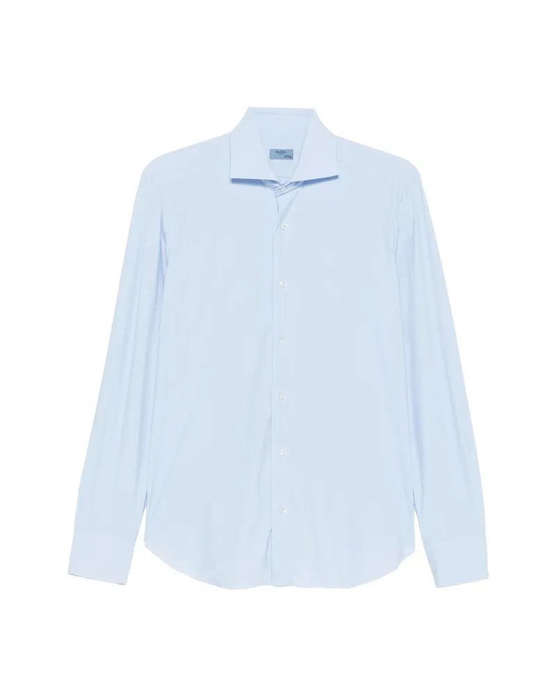 BARBA Spread-collar Long-sleeve Shirt Blue