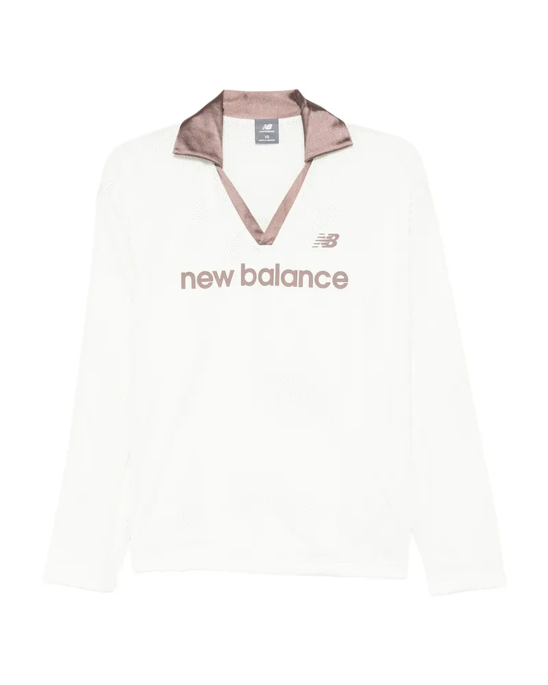 New Balance Satin-collar Logo-print Top White