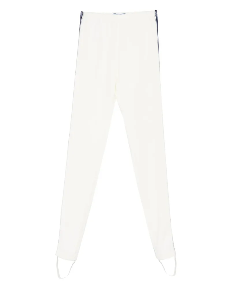 Prada Stirrup-detail Stripe Leggings Neutrals