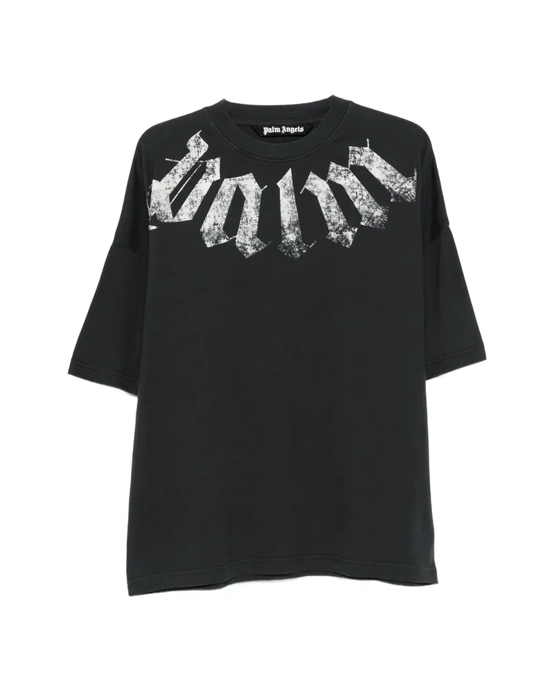 Palm Angels Big Neck Logo Printed T-shirt Black