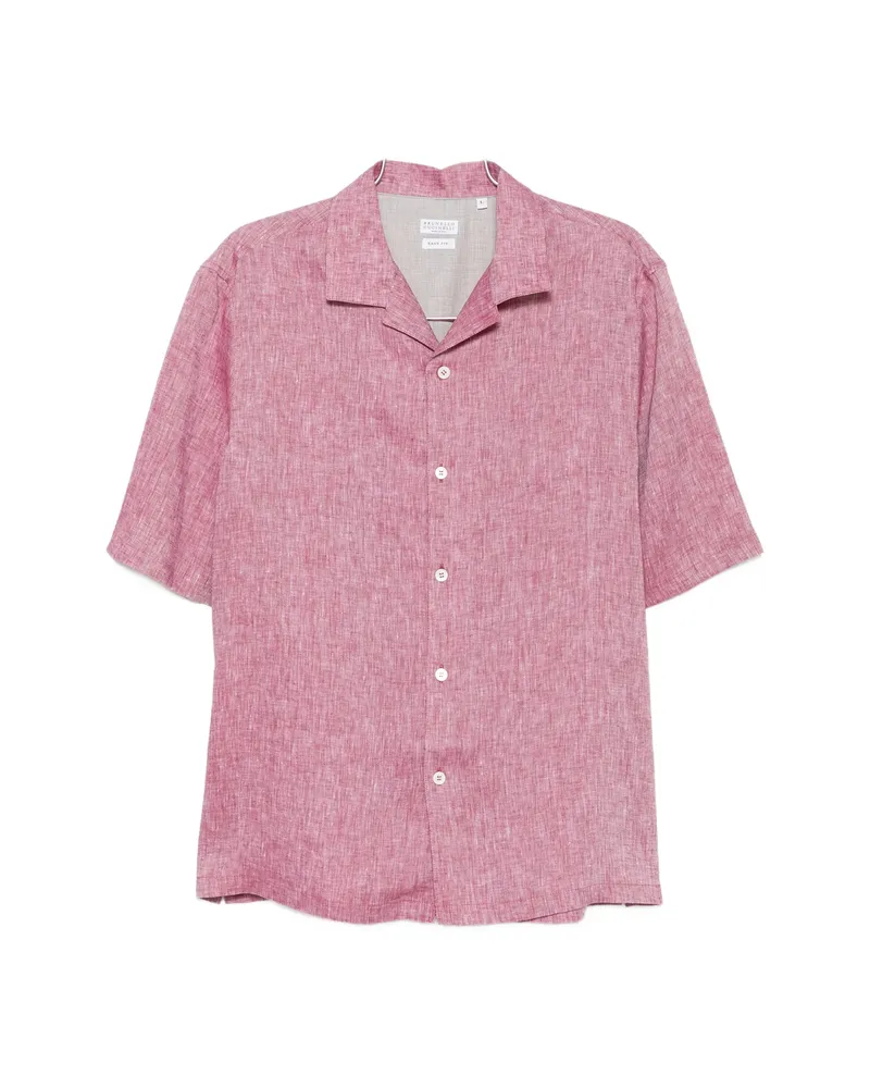 Brunello Cucinelli Camp-collar Short-sleeve Shirt Red