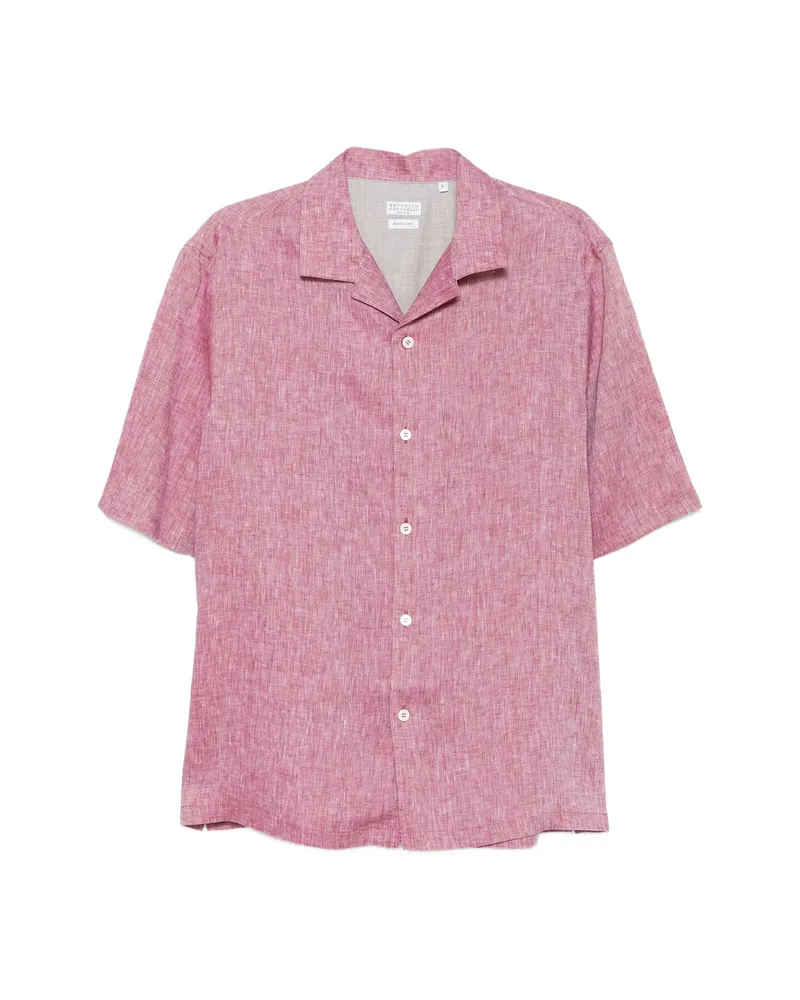 Brunello Cucinelli Camp-collar Short-sleeve Shirt Red