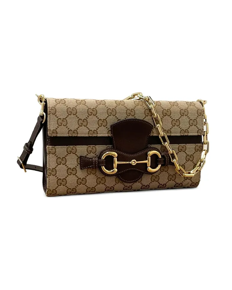 Gucci Horsebit Ristretto Medium Shoulder Bag Neutrals