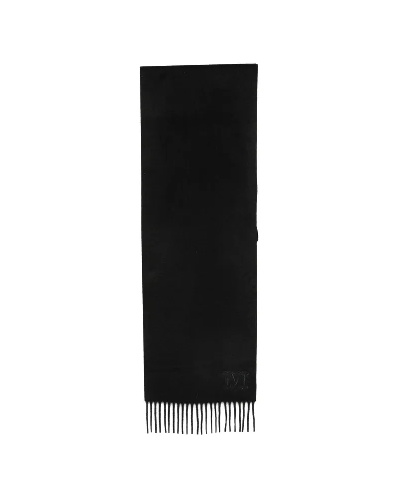 Max Mara Dalia Logo-embroidered Fringed Cashmere Scarf Black