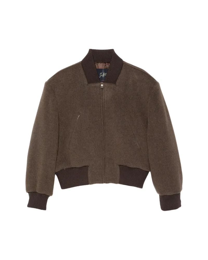Seafarer Padded-shoulder Bomber Jacket Brown