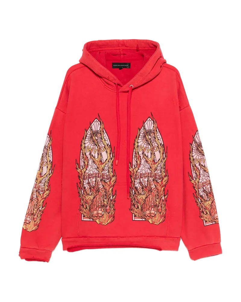 WHO DECIDES WAR Drawstring-fastening Hoodie Red