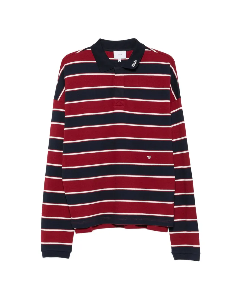 RHUDE Striped Long-sleeve Polo Shirt Red