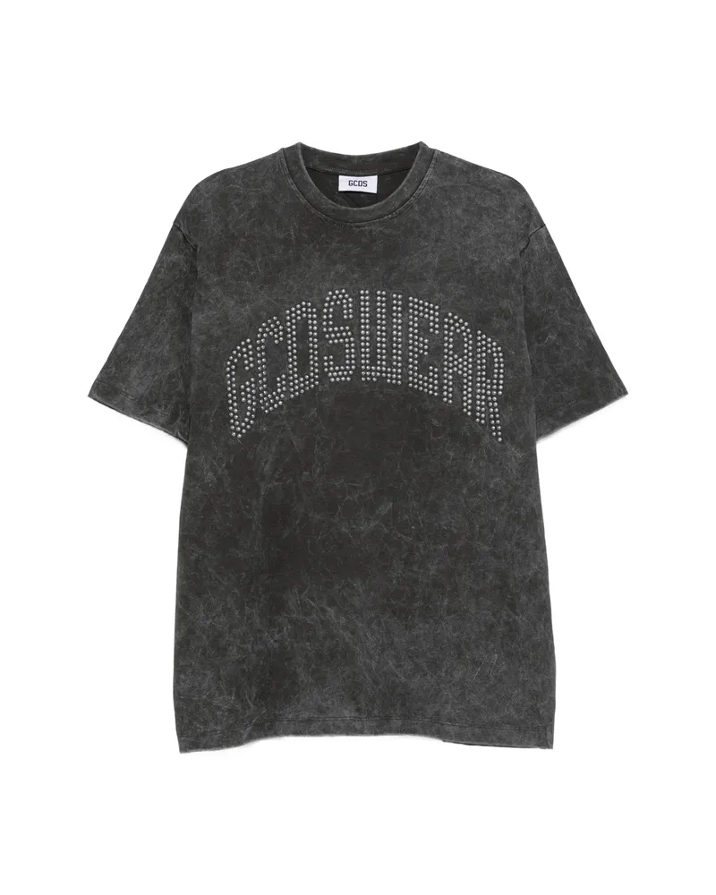 GCDS Stud-embellished Acid-wash T-shirt Grey