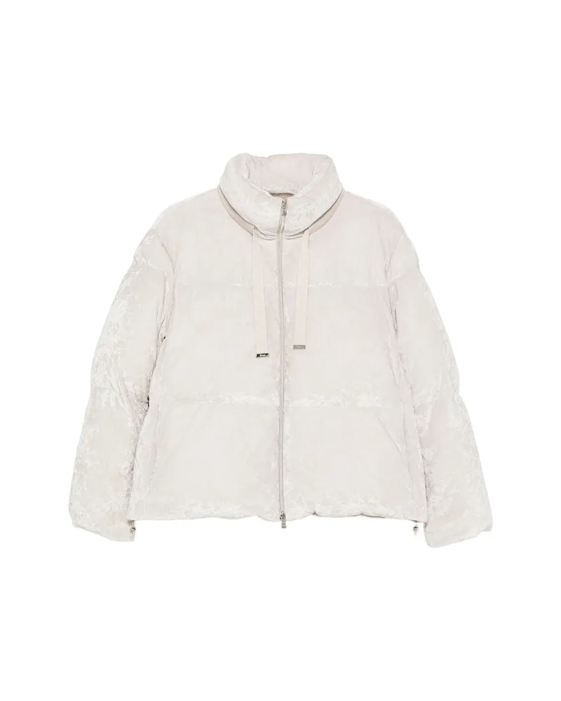 Herno Quilted Crushed-velvet Jacket Neutrals