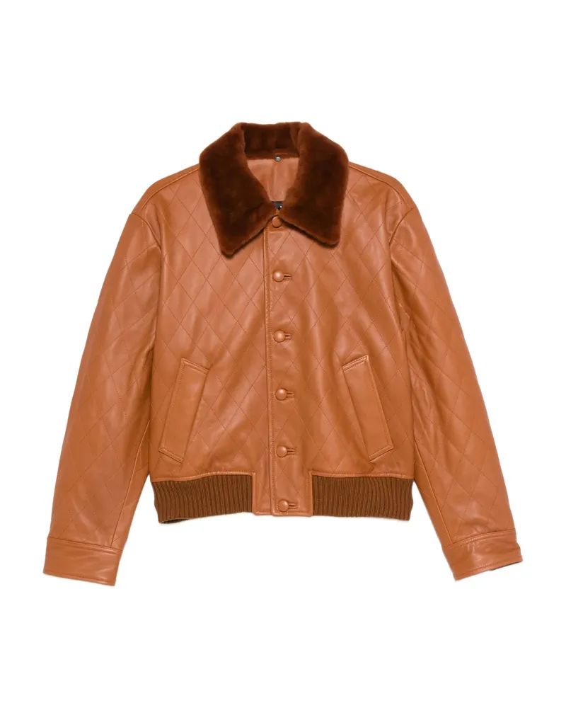 Ernest W. Baker Quilted Leather Jacket Brown