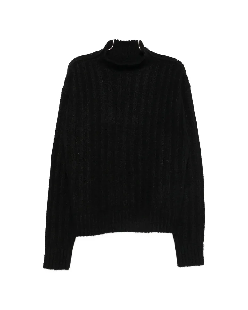 Rick Owens Ribbed-knit High-neck Sweater Black
