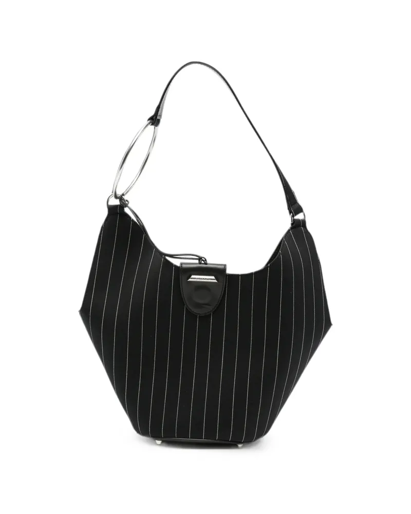 Dondup Pinstripe-pattern Ring-handle Tote Bag Black