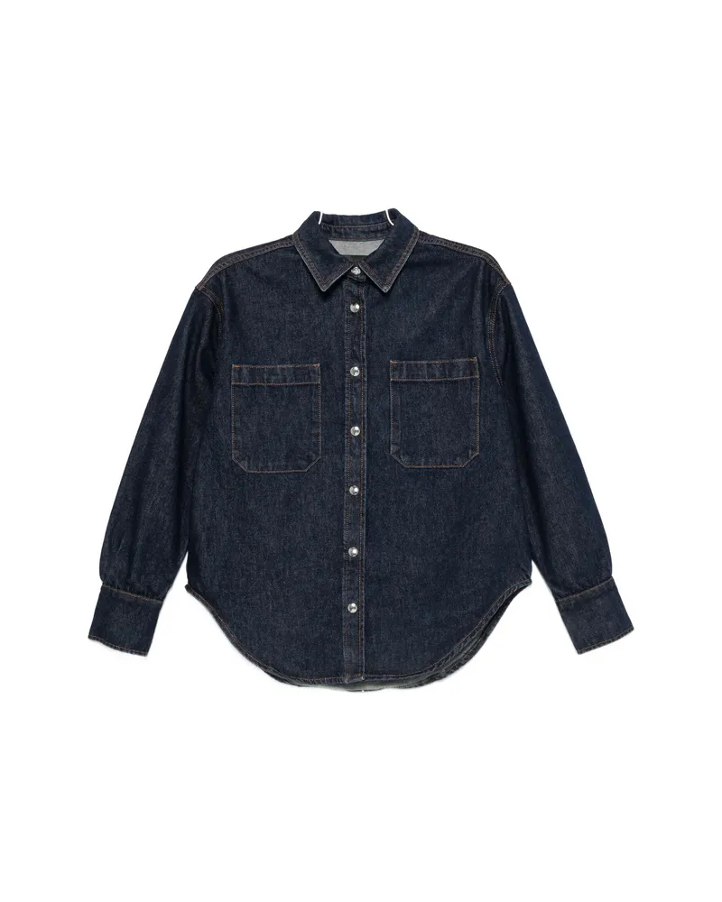 Anine Bing Samy Contrast-stitch Denim Shirt Blue