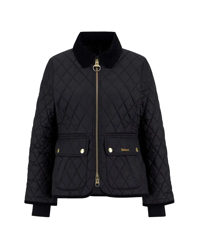 Barbour Diamond-quilted Zip-front Coat Black